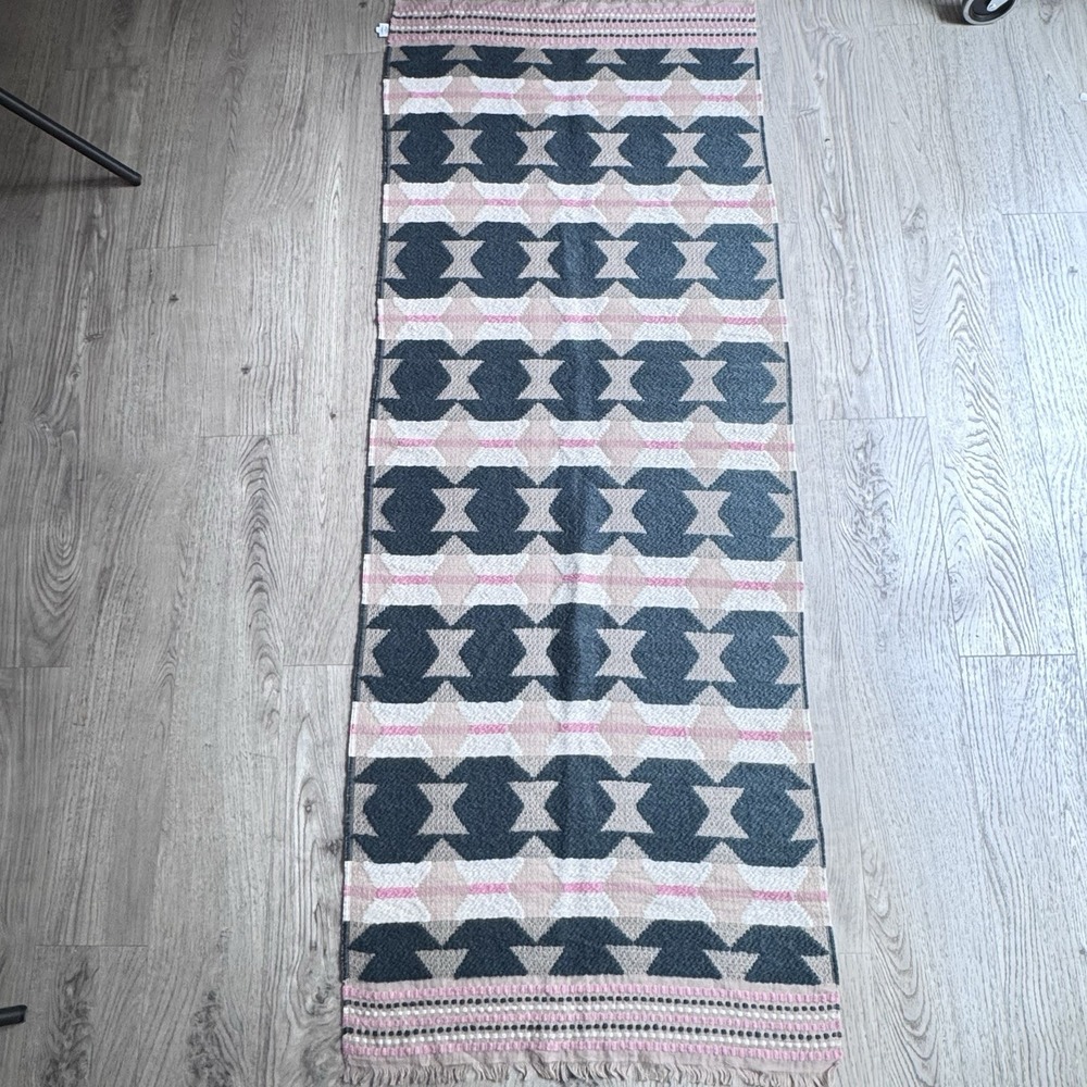 Madewell Southwestern Navajo Style‎ Wool Blend Long Scarf 77x28" Green Pink Tan